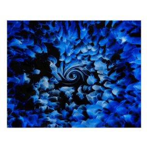 Schwarzes und blaues Glas abstrakt Poster