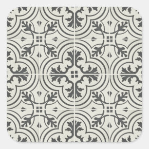 Schwarzes und Bodenmusterbeschaffenheit der Creme Quadratischer Aufkleber