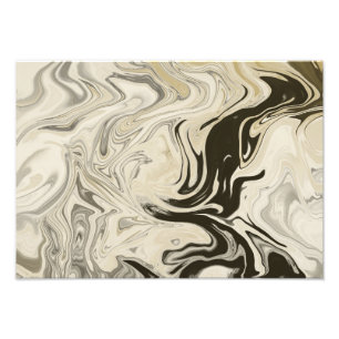 Schwarzes und Creme-weißer abstrakter Kunst-Druck Fotodruck