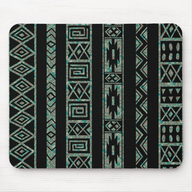 Schwarzes und farbiges tribales geometrisches Must Mousepad (Vorne)