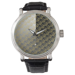 Schwarzes und Gold Allah Armbanduhr