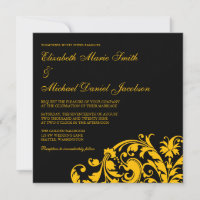 Schwarzes und Gold blühen Strudel-Hochzeit
