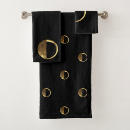 Schwarzes und Gold des Monogramm-O schauen Badhandtuch Set