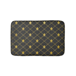 Schwarzes und Gold. Fleur De Lis. Badematte
