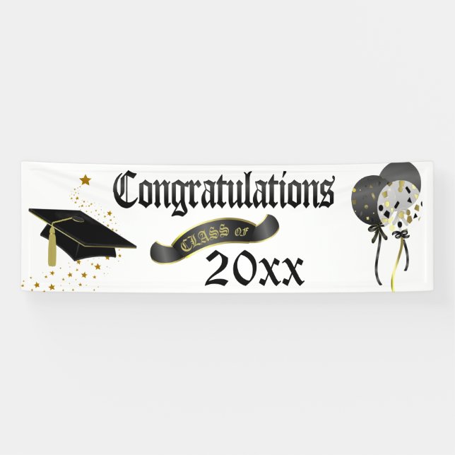 Schwarzes und GoldAbschluss-Klasse der Fahne Banner (Horizontal)