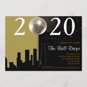 Schwarzes und Goldball-Silvester-Party Einladung