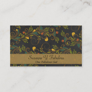 Schwarzes und Goldbunte Blumen-Reben Visitenkarte