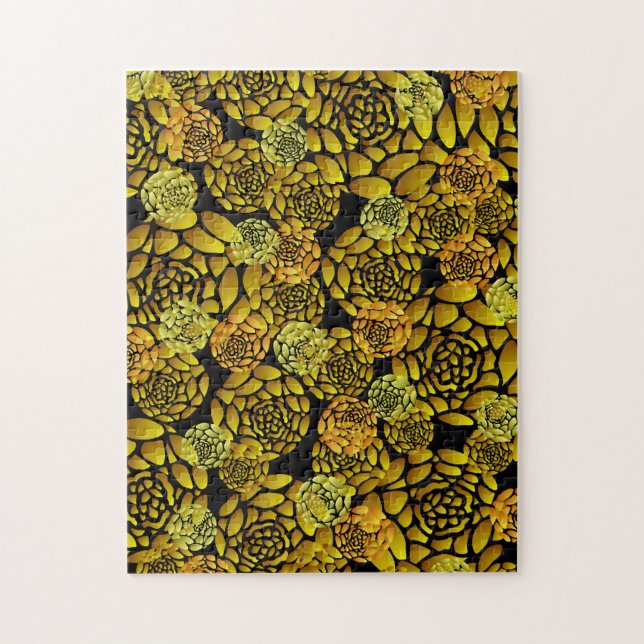 Schwarzes und Goldchrysantheme-Puzzle (Vertikal)