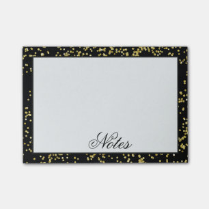 Schwarzes und GoldConfetti personalisiert Post-it Klebezettel