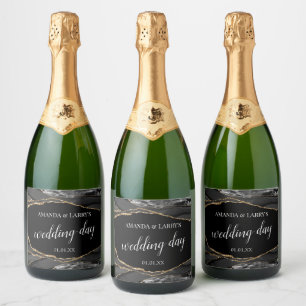 Schwarzes und goldenes Achat-Marmor-Sparkling-Wein