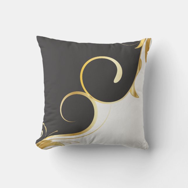 Schwarzes und goldenes amerikanisches MoJo-Pillow Kissen (Vorderseite)