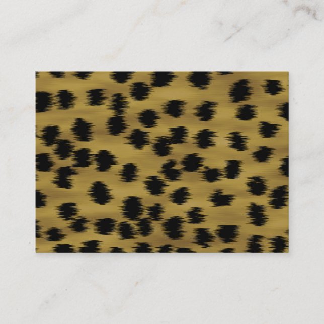 Schwarzes und goldenes Brown-Gepard-Druck-Muster Visitenkarte (Vorderseite)