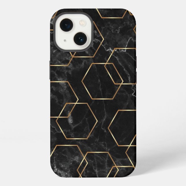 Schwarzes und goldenes Case-Mate iPhone Case Hülle (Rückseite)