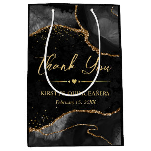 Schwarzes und goldenes falsches Glitter-Achat-Quin Mittlere Geschenktüte