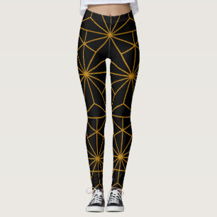 Schwarzes und goldenes geometrisches Art Deco-Must Leggings