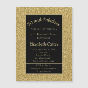 Schwarzes und goldenes Glitter 50. und fantastisch Magnetkarte
