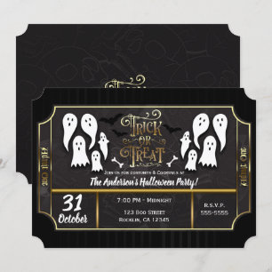 Schwarzes und goldenes Halloween-Party als Trick o Einladung