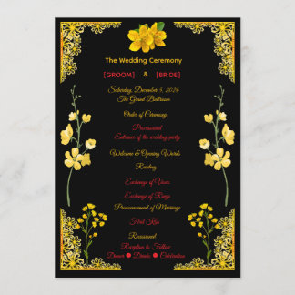 Schwarzes und goldenes Hochzeitsprogramm Programm