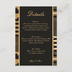 Schwarzes und goldenes Kente Begleitkarte