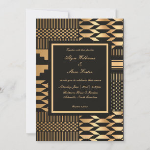 Schwarzes und goldenes Kente Einladung