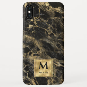 Schwarzes und goldenes Marmor-Monogramm Eleganter Case-Mate iPhone Hülle