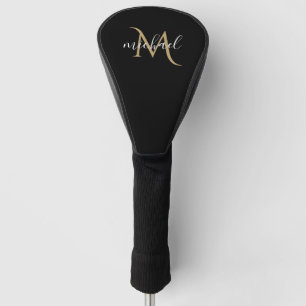 Schwarzes und goldenes Monogramm Eleganter Luxus   Golf Headcover
