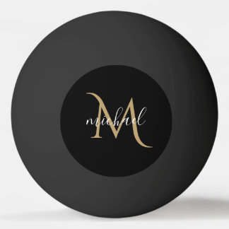 Schwarzes und goldenes Monogramm Eleganz Luxus   Tischtennisball