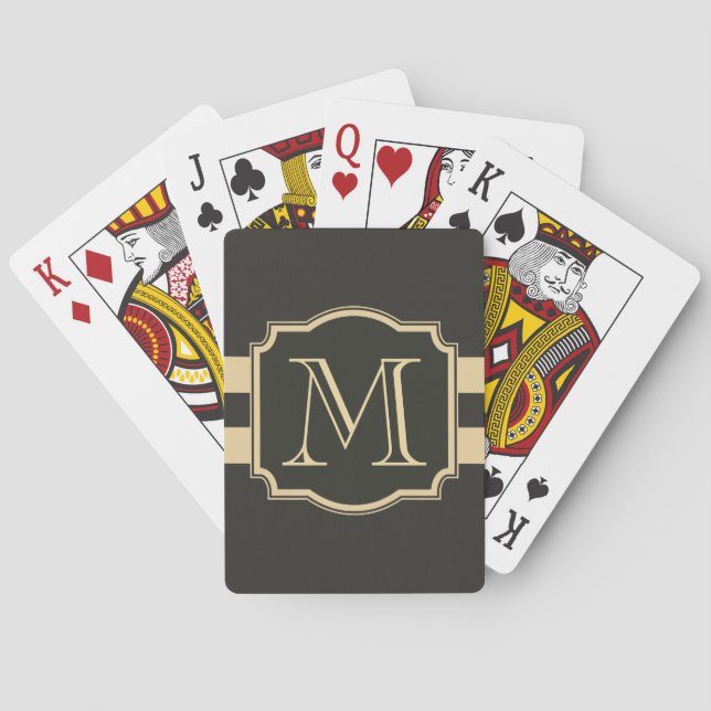 Schwarzes und goldenes Monogramm Spielkarten (Rückseite)