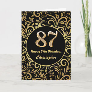 Schwarzes und goldenes Muster am 87. Geburtstag Karte