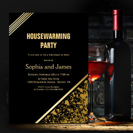 Schwarzes und goldenes Party Einladung