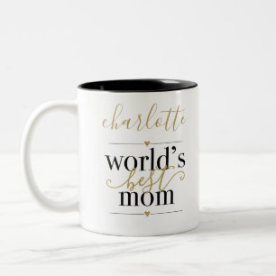 Schwarzes und goldenes personalisiertes Weltbeste Zweifarbige Tasse