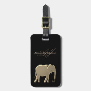 Schwarzes und Goldfolien-Elefant-elegantes mit Gepäckanhänger
