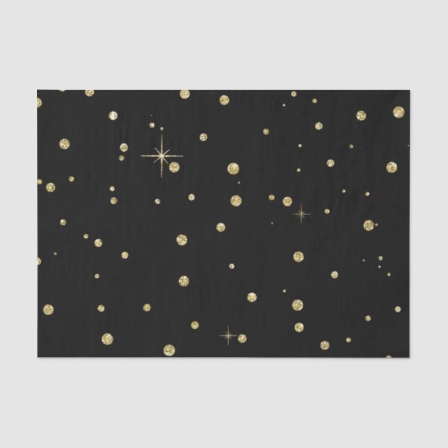 Schwarzes und GoldImitat-Glitzerconfetti-Punkte Seidenpapier (Vorderseite)