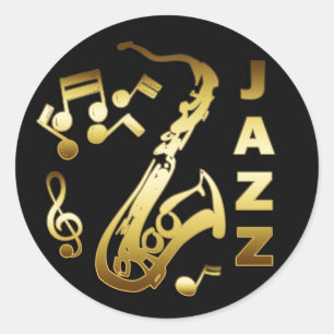 SCHWARZES UND GOLDjazz Runder Aufkleber