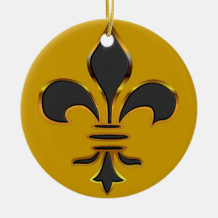 Schwarzes und GoldLilien-Verzierung Keramik Ornament