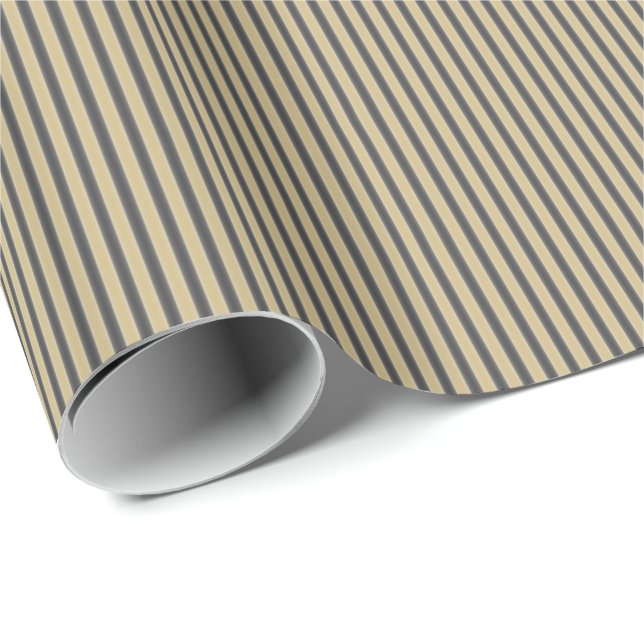 Schwarzes und Goldmodische Weihnachtsstreifen Geschenkpapier (Rolleneckpunkt)