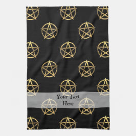 Schwarzes und Goldpentagram Küchentuch