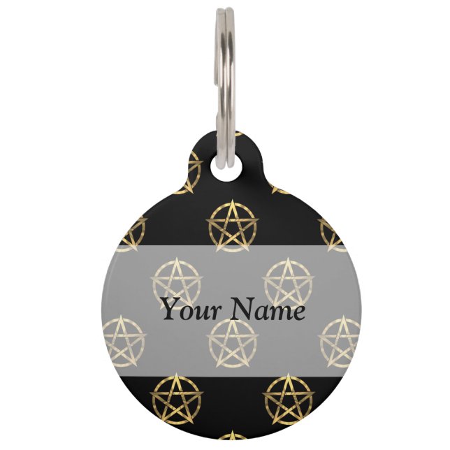 Schwarzes und Goldpentagram Tiermarke (Vorderseite)