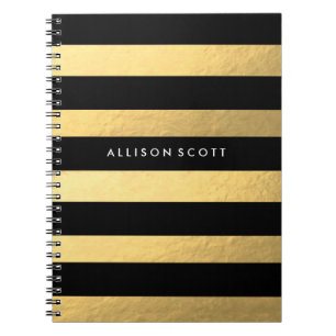 Schwarzes und Goldpersonalisiertes Notizbuch Notizblock