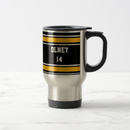 Schwarzes und Goldreise-Kaffee-Tasse - fertigen Reisebecher