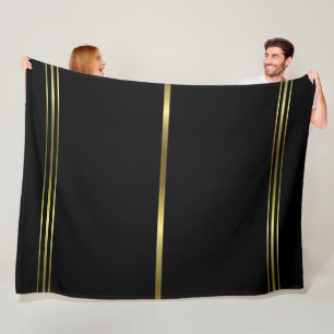 Schwarzes und Goldstreifen-eleganter Entwurf Fleecedecke