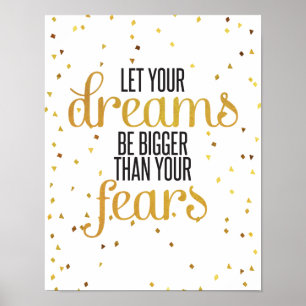 Schwarzes und Goldtraum-inspirierend Zitat Poster