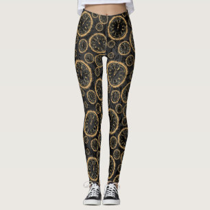 Schwarzes und Golduhr-EntwurfLeggins Leggings