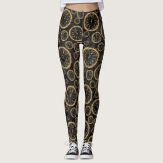 Schwarzes und Golduhr-EntwurfLeggins Leggings