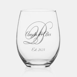 Schwarzes und graues, fantasievolles, monogrammige weinglas ohne stiel