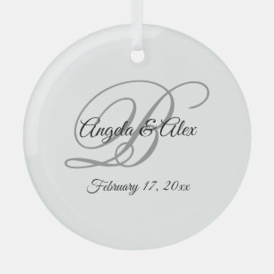 Schwarzes und graues, fantasievolles Schriftmonogr Ornament Aus Glas