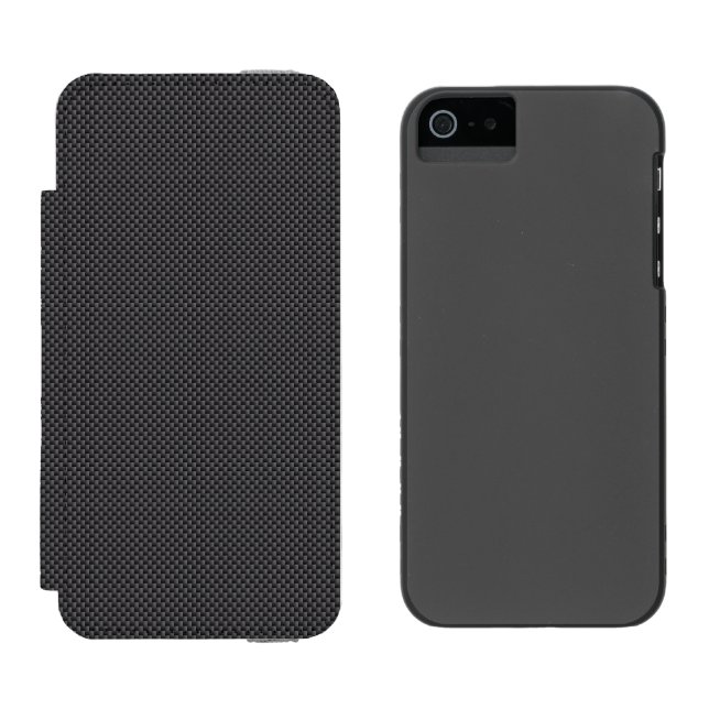 Schwarzes und graues Kohlenstoff-Faser-Polymer Incipio iPhone Geldbeutel-Hülle (Seite an Seite)