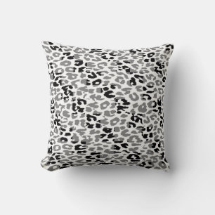 Schwarzes und graues Leopard-Druck-Haut-Muster Kissen