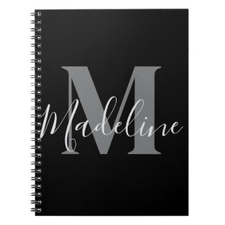 Schwarzes und graues Monogramm Elegant Notizblock