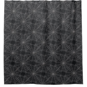 Schwarzes und graues Spinnennetz-Gotikmuster Duschvorhang